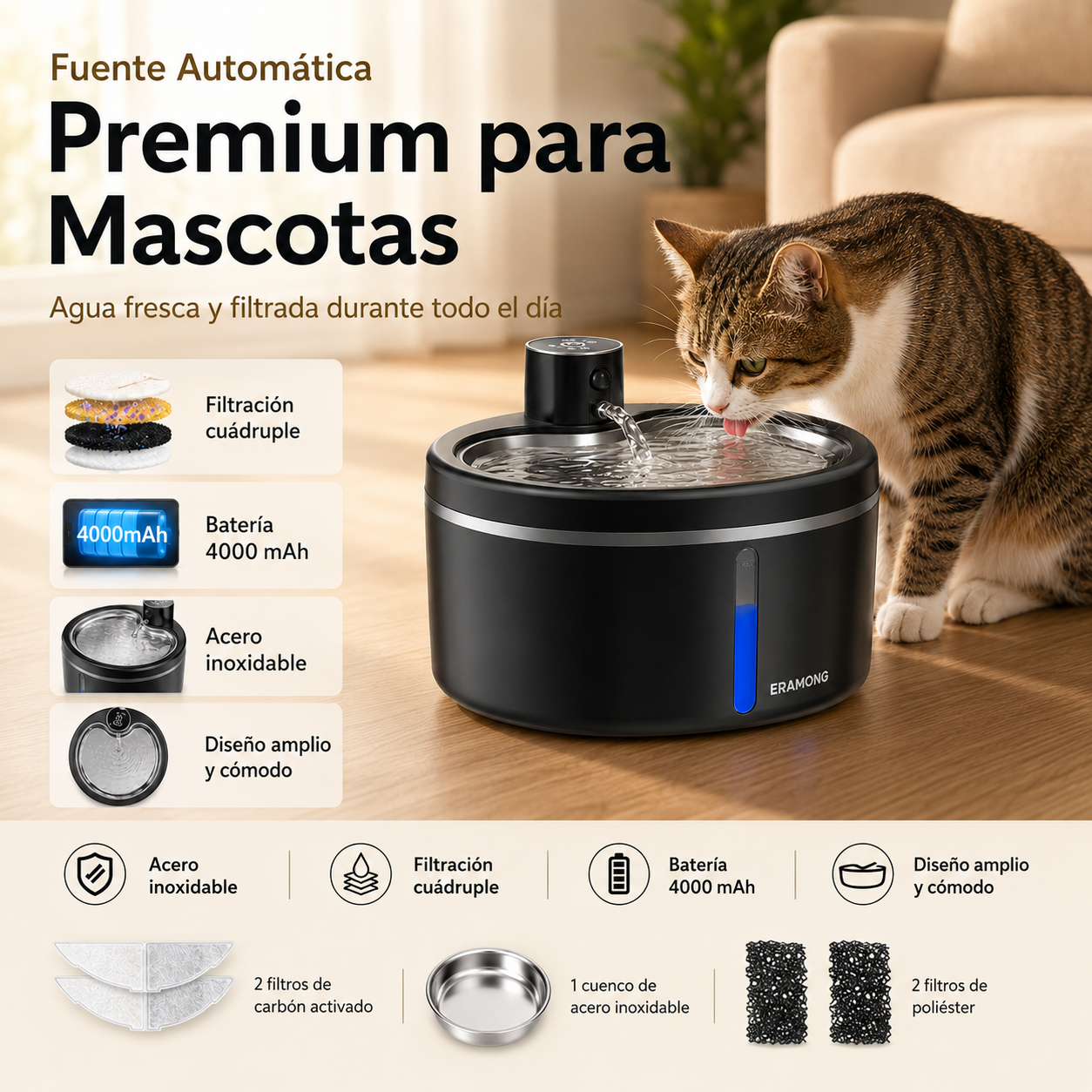 Fuente de agua automática para mascotas