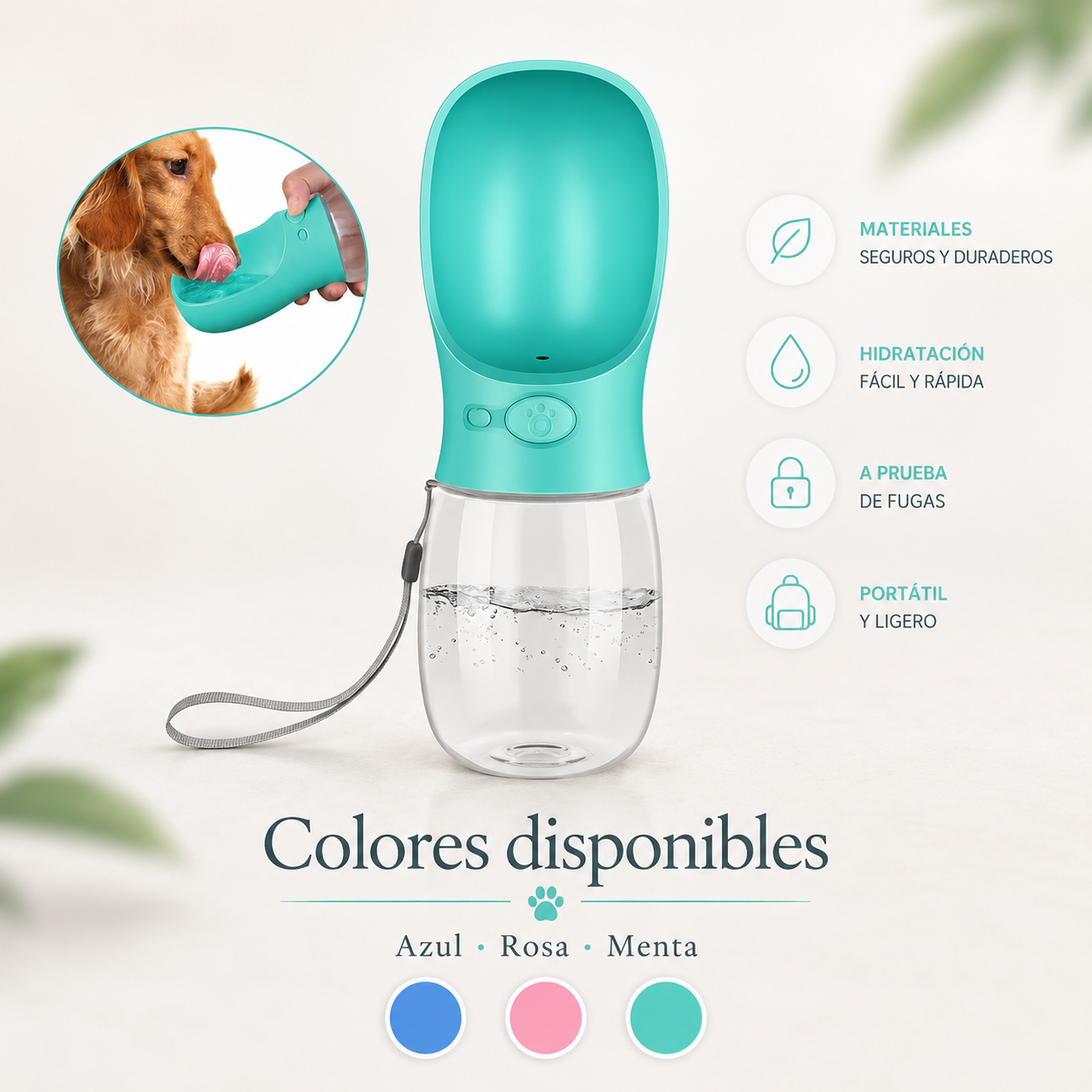 Botella de agua portátil para mascotas
