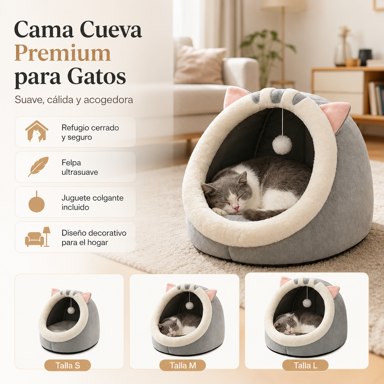 Cama cueva para gatos
