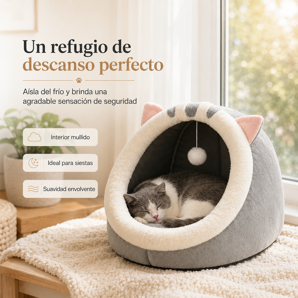 Cama cueva para gatos