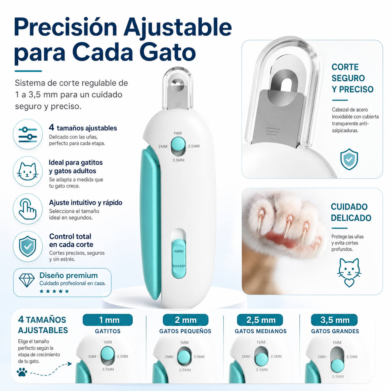 Cortaúñas para gatos premium